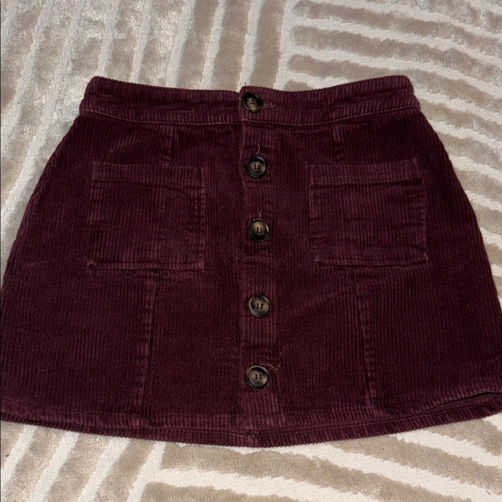 Cotton On A-Line Corduroy Skirt in Deep Burgundy